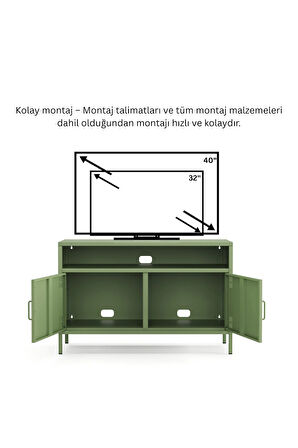 Pera Tv Ünitesi, Tv Dolabı,2 Kapaklı, Açık Raflı 100,50 x 40 x 64,50 cm