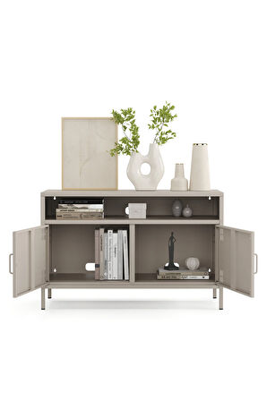 Pera Tv Ünitesi, Tv Dolabı,2 Kapaklı, Açık Raflı 100,50 X 40 X 64,50 Cm