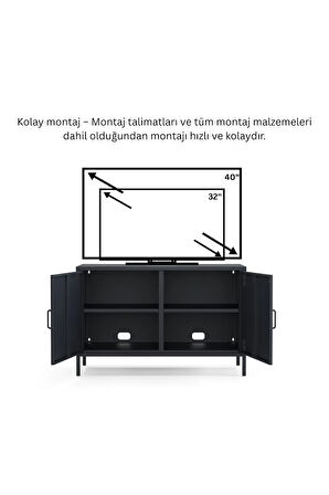 Pera Tv Ünitesi, Tv Dolabı,2 Kapaklı Dolap 100,50 x 40 x 64,50 cm