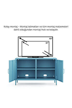 Pera Tv Ünitesi, Tv Dolabı,2 Kapaklı Dolap 100,50 x 40 x 64,50 cm - 9 Renk Seçeneği Bulunmaktadır