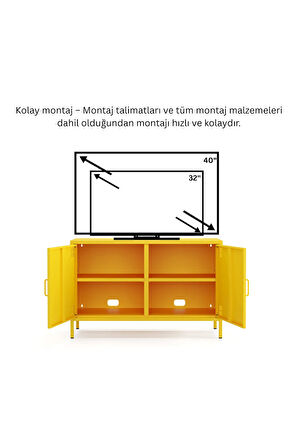 Pera Tv Ünitesi, Tv Dolabı,2 Kapaklı Dolap 100,50 x 40 x 64,50 cm - 9 Renk Seçeneği Bulunmaktadır