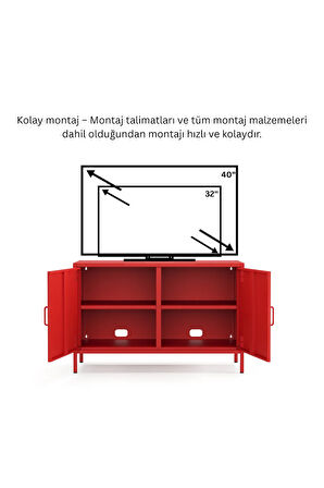 Pera Tv Ünitesi, Tv Dolabı,2 Kapaklı Dolap 100,50 x 40 x 64,50 cm - 9 Renk Seçeneği Bulunmaktadır