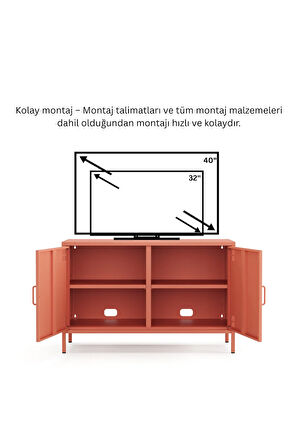Pera Tv Ünitesi, Tv Dolabı,2 Kapaklı Dolap 100,50 X 40 X 64,50 Cm - 9 Renk Seçeneği Bulunmaktadır
