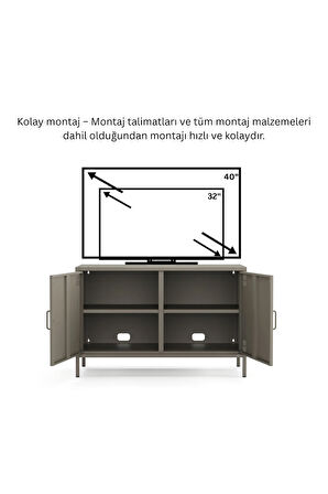 Pera Tv Ünitesi, Tv Dolabı,2 Kapaklı Dolap 100,50 x 40 x 64,50 cm