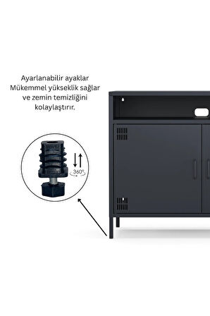 Pera Tv Ünitesi, Tv Dolabı,2 Kapaklı, Açık Raflı 100,50 x 40 x 79,50 cm