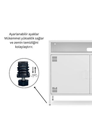 Pera Tv Ünitesi, Tv Dolabı,2 Kapaklı, Açık Raflı 100,50 x 40 x 79,50 cm