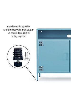 Pera Tv Ünitesi, Tv Dolabı,2 Kapaklı, Açık Raflı 100,50 x 40 x 79,50 cm