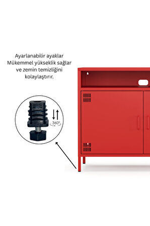 Pera Tv Ünitesi, Tv Dolabı,2 Kapaklı, Açık Raflı 100,50 x 40 x 79,50 cm