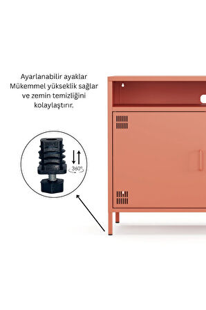Pera Tv Ünitesi, Tv Dolabı,2 Kapaklı, Açık Raflı 100,50 x 40 x 79,50 cm