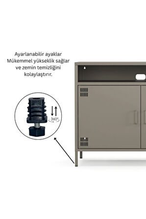 Pera Tv Ünitesi, Tv Dolabı,2 Kapaklı, Açık Raflı 100,50 x 40 x 79,50 cm