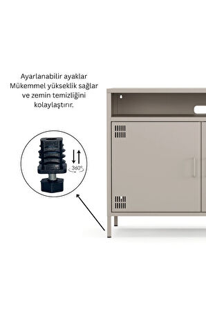 Pera Tv Ünitesi, Tv Dolabı,2 Kapaklı, Açık Raflı 100,50 x 40 x 79,50 cm