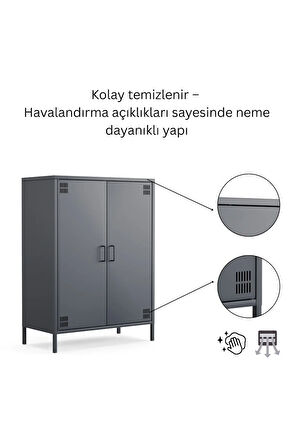 Pera Metal Dolap 2 Kapılı 80,50 x 40 x 109,50 cm - 9 Renk Seçeneği Bulunmaktadır