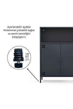 Pera Metal Dolap 2 Kapılı, Açık Raflı 80,50 x 40 x 109,50 cm - 9 Renk Seçeneği Bulunmaktadır