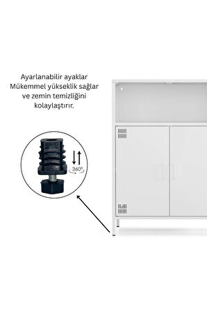 Pera Metal Dolap 2 Kapılı, Açık Raflı 80,50 x 40 x 109,50 cm - 9 Renk Seçeneği Bulunmaktadır