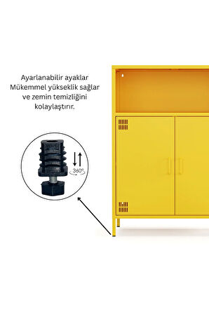 Pera Metal Dolap 2 Kapılı, Açık Raflı 80,50 x 40 x 109,50 cm -