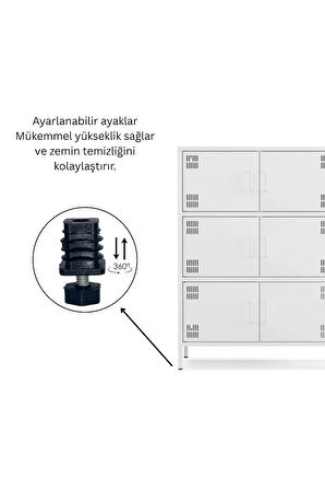 Pera Metal Çok Gözlü Dolap, 6 Kapaklı 80,50 x 40 x 109,50 cm