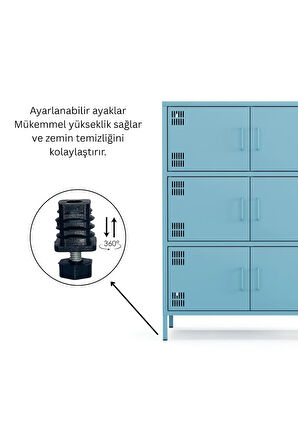 Pera Metal Çok Gözlü Dolap, 6 Kapaklı 80,50 x 40 x 109,50 cm