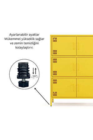 Pera Metal Çok Gözlü Dolap, 6 Kapaklı 80,50 x 40 x 109,50 cm