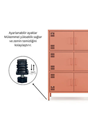 Pera Metal Çok Gözlü Dolap, 6 Kapaklı 80,50 x 40 x 109,50 cm