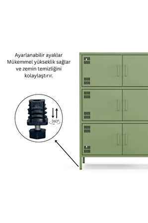 Pera Metal Çok Gözlü Dolap, 6 Kapaklı 80,50 x 40 x 109,50 cm