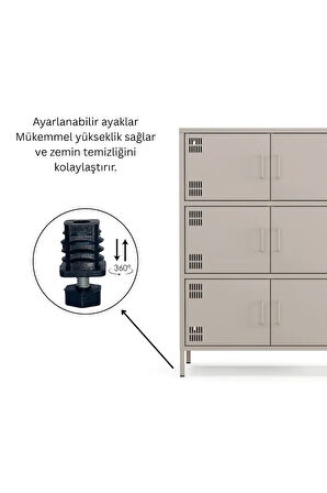Pera Metal Çok Gözlü Dolap, 6 Kapaklı 80,50 x 40 x 109,50 cm