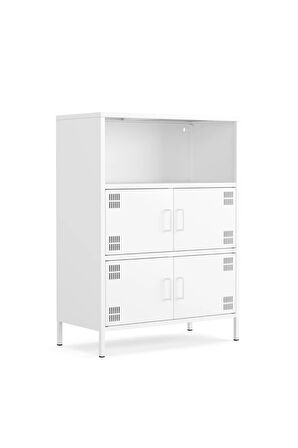 Pera Metal Çok Gözlü Dolap, 4 Kapaklı, Açık Raflı 80,50 x 40 x 109,50 cm