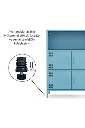 Pera Metal Çok Gözlü Dolap, 4 Kapaklı, Açık Raflı 80,50 x 40 x 109,50 cm