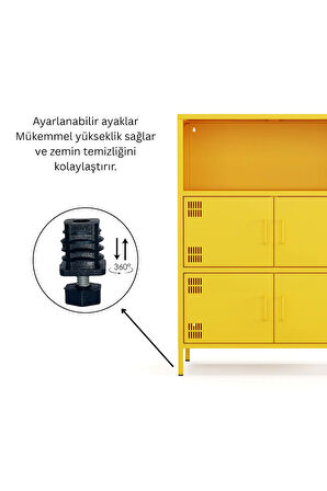 Pera Metal Çok Gözlü Dolap, 4 Kapaklı, Açık Raflı 80,50 x 40 x 109,50 cm