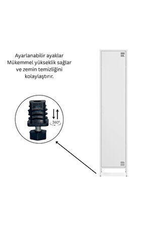 Pera Metal Elbise Dolabı, Soyunma Dolabı, Tek Kapılı, 41,50 x 40 x 189,50 cm