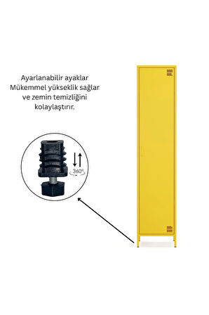 Pera Metal Elbise Dolabı, Soyunma Dolabı, Tek Kapılı, 41,50 x 40 x 189,50 cm