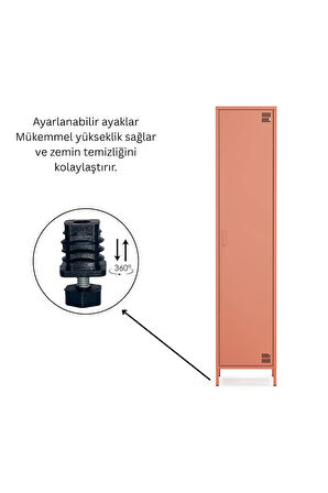 Pera Metal Elbise Dolabı, Soyunma Dolabı, Tek Kapılı, 41,50 x 40 x 189,50 cm