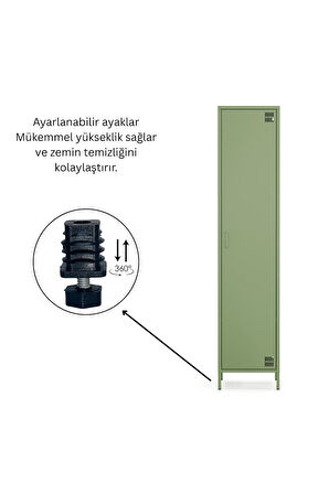 Pera Metal Elbise Dolabı, Soyunma Dolabı, Tek Kapılı, 41,50 x 40 x 189,50 cm