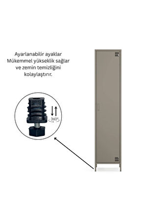 Pera Metal Elbise Dolabı, Soyunma Dolabı, Tek Kapılı, 41,50 x 40 x 189,50 cm