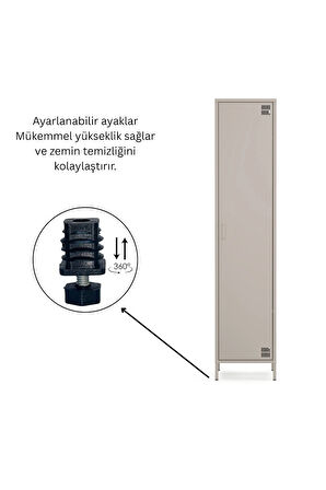 Pera Metal Elbise Dolabı, Soyunma Dolabı, Tek Kapılı, 41,50 x 40 x 189,50 cm