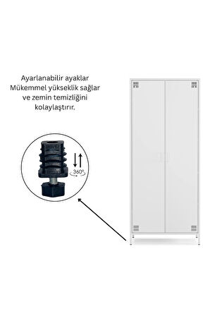 Pera Metal Elbise Dolabı, Soyunma Dolabı, İki Kapılı, 80,50 x 50 x 189,50 cm