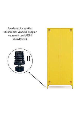 Pera Metal Elbise Dolabı, Soyunma Dolabı, İki Kapılı, 80,50 x 50 x 189,50 cm
