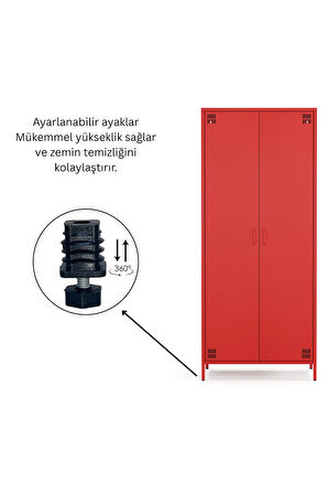 Pera Metal Elbise Dolabı, Soyunma Dolabı, İki Kapılı, 80,50 x 50 x 189,50 cm