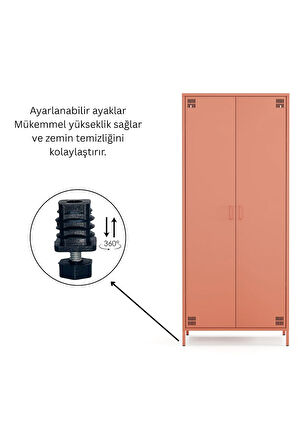 Pera Metal Elbise Dolabı, Soyunma Dolabı, İki Kapılı, 80,50 x 50 x 189,50 cm