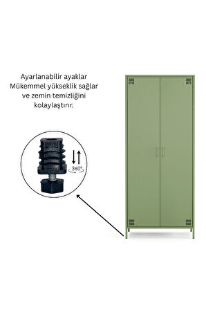 Pera Metal Elbise Dolabı, Soyunma Dolabı, İki Kapılı, 80,50 x 50 x 189,50 cm