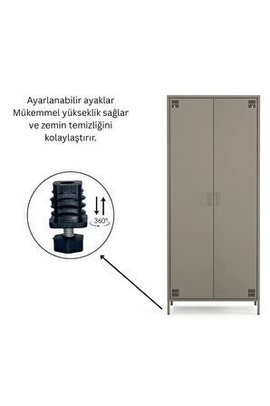 Pera Metal Elbise Dolabı, Soyunma Dolabı, İki Kapılı, 80,50 x 50 x 189,50 cm