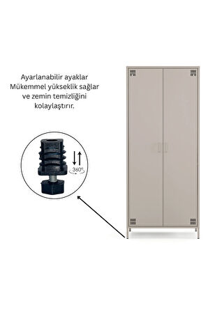 Pera Metal Elbise Dolabı, Soyunma Dolabı, İki Kapılı, 80,50 x 50 x 189,50 cm