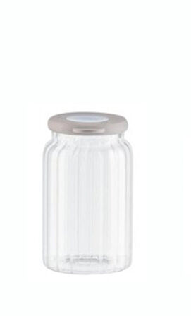 Denaro Home Chiaro Optikli Borosilikat Krem Plastik Kapaklı Kavanoz Küçük Boy