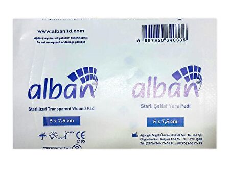 Alban Steril Şeffaf Su Geçirmez Yara Pedi 5x7,5 cm Tekli