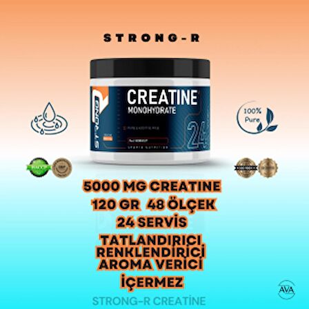 Creatine 120 gr 48 ölçek 24 servis 200 Mesh Katkısız Amino Asit Spor Kas Kütle Enerji Performans Güç