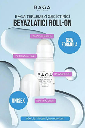 BAGA Tüm Cilt Tipleri İçin Beyazlatıcı Koku Önleyici Ter Önleyici ve Terlemeyi Geciktirici Roll-on 50 ML