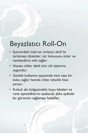 BAGA Tüm Cilt Tipleri İçin Beyazlatıcı Koku Önleyici Ter Önleyici ve Terlemeyi Geciktirici Roll-on 50 ML