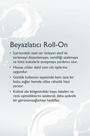 Beyazlatıcı & Koku Önleyici & Ter önleyici Roll-on 50 ml