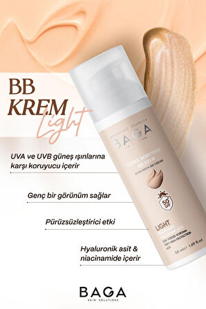 Baga 50+spf BB Krem Light Leke Oluşumunu Önlemeye Yardımcı Olur, Aydınlık Ve Canlılık Sağlar