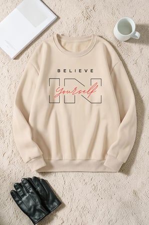 Unisex Inyourself Baskılı Bisiklet Yaka Sweatshirt