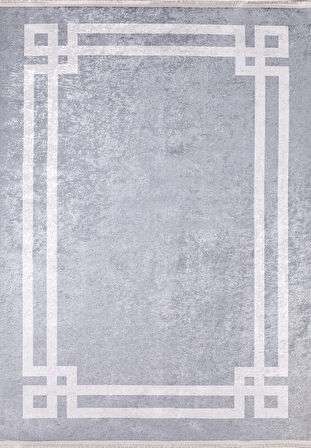  Cerkessk Gri Çerçeveli Dijital Baskı Halı